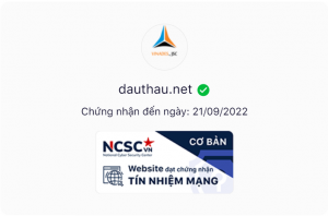 Website DauThau.	Net đã đạt chứng nhận Website Tín nhiệm mạng