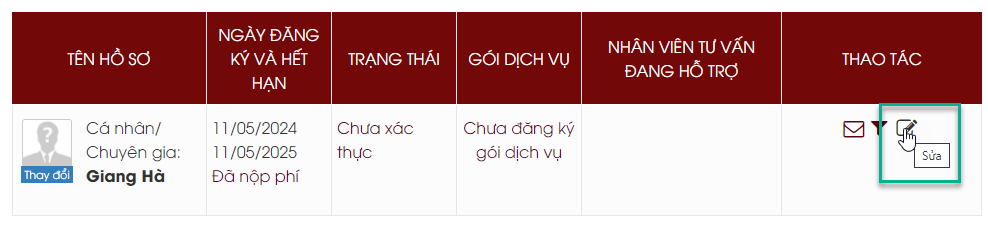 sửa hồ sơ