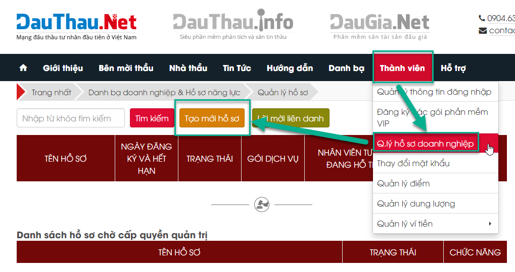 tạo mới hồ sơ