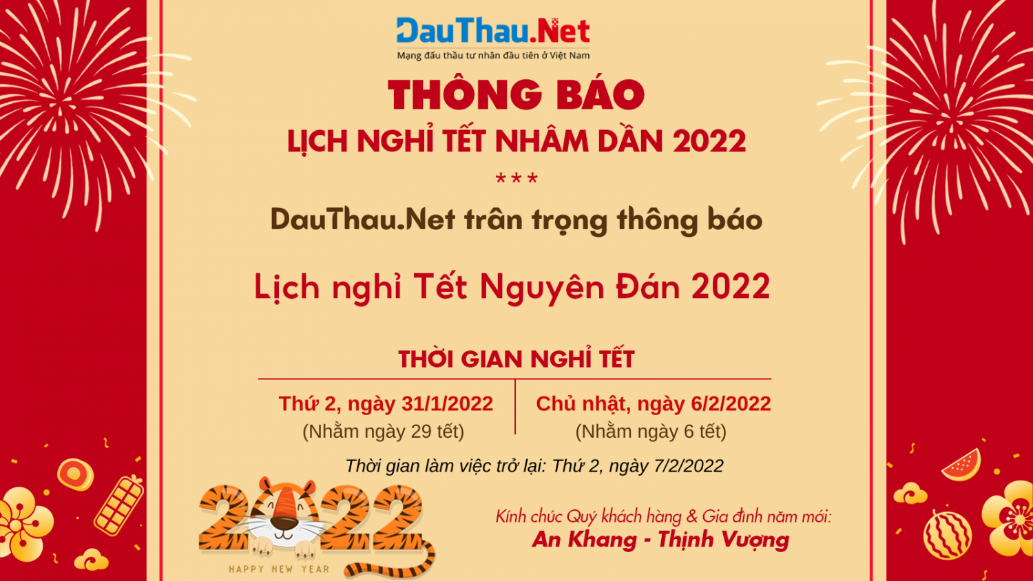lịch nghỉ tết nguyên đán DauThau Net