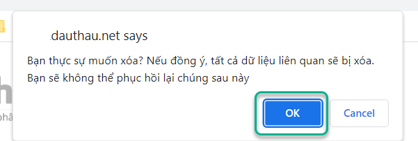 Xác nhận xóa dự án