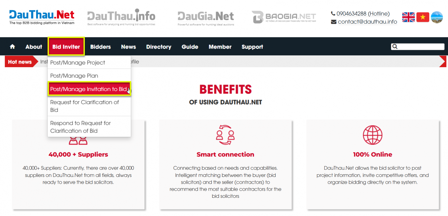 Picture 1. Accessing the tender information download management page.